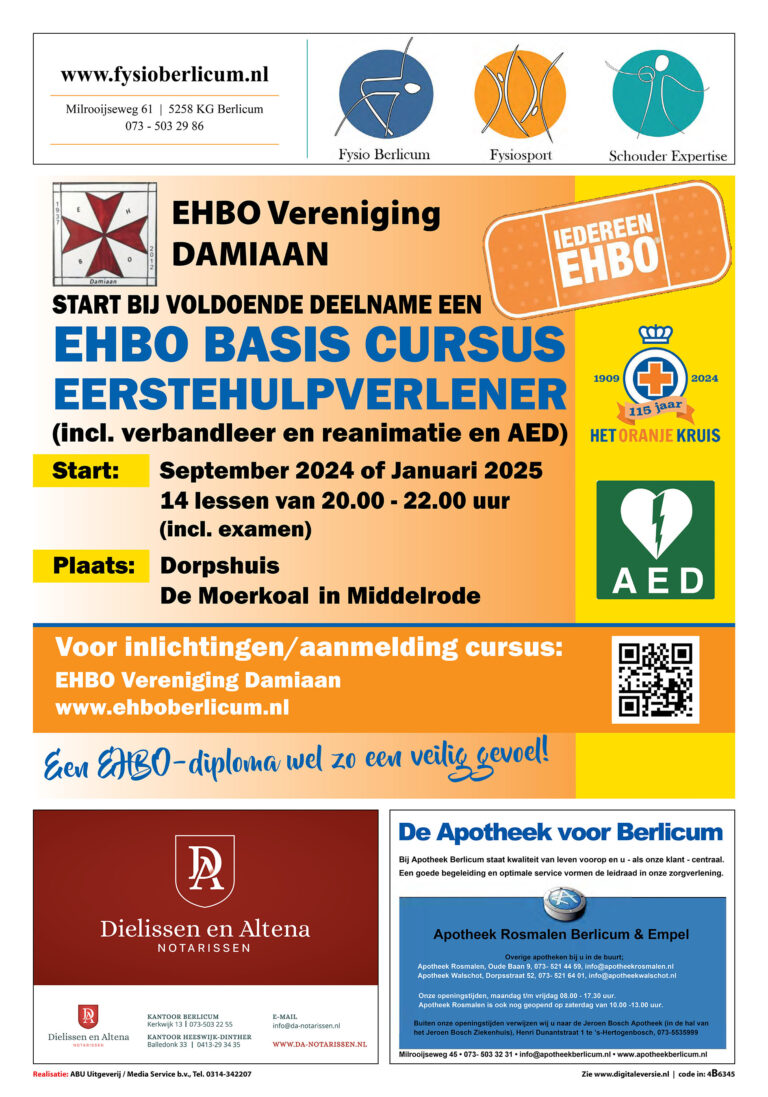 Berlicum EHBO poster 2024 4B6345 kopie